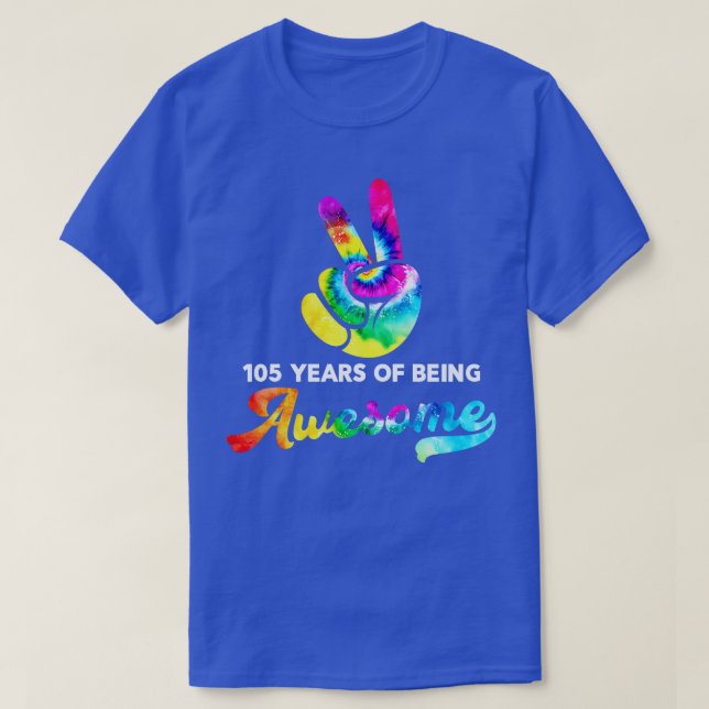 Camiseta 105 Anos De Aniversário Adorável Do Tie Dye (Frente do Design)