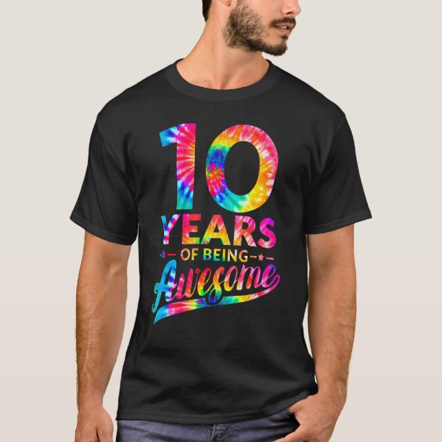 Camiseta 10.º Aniversário 10 anos Tie Dye Incrível Homens (Frente)