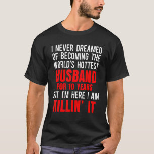 Camiseta 10.º aniversário Casamento Aniversário Mais Quente