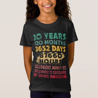 Camiseta 10.º aniversário de 10 anos de ser incrível