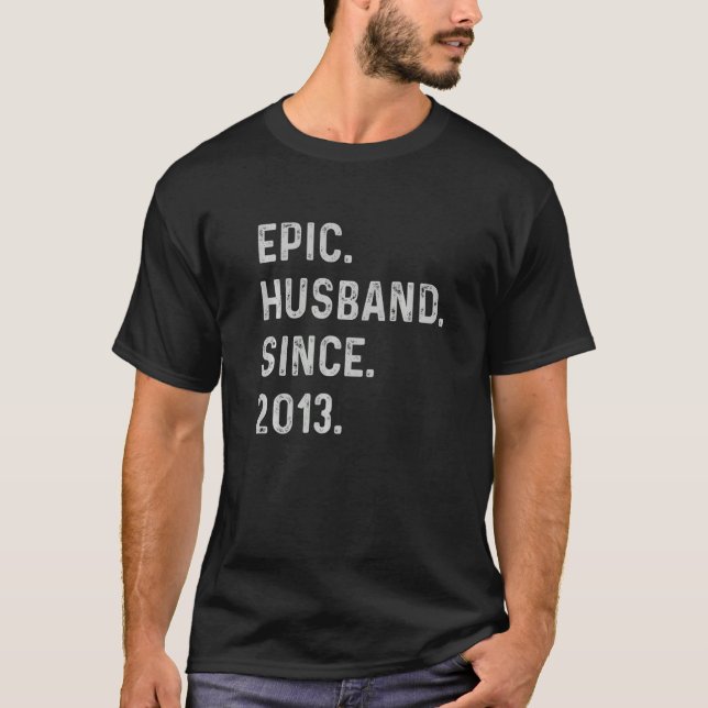 Camiseta 10.º Aniversário de Casamento 10 Anos - Epic Husba (Frente)