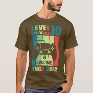 Camiseta 10.º aniversário do nível 10 do presente desbloque
