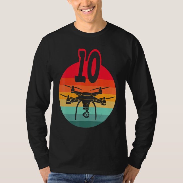 Camiseta 10.º aniversário I Retro Remote Control Drones com (Frente)