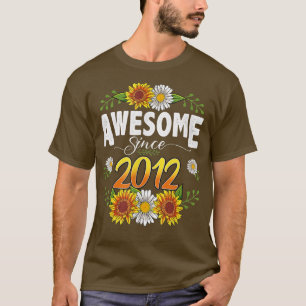 Camiseta 10.º aniversário incrível desde 2012 Floral Thanks