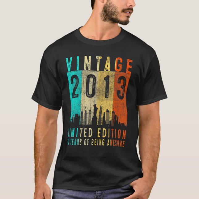 Camiseta 10.º Aniversário Vintage 2013 10 anos (Frente)