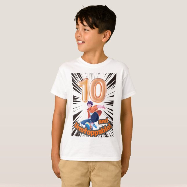 Camiseta 10 and Unstoppable Boys’ Birthday (Frente Completa)
