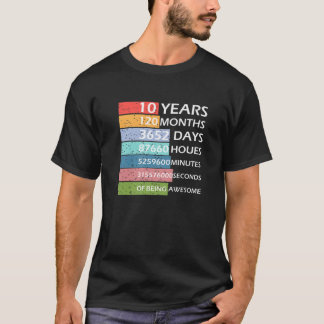 Camiseta 10 Anos 120 Meses 10º Aniversário De Ser Incrível