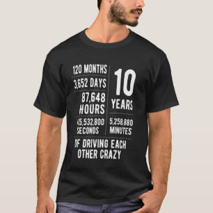 Camiseta 10 Anos Casados Engraçado 10º Aniversário de Casam