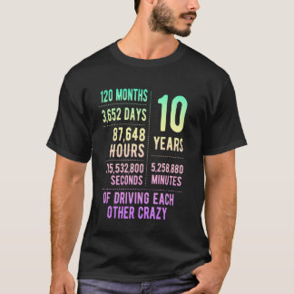 Camiseta 10 Anos Casados Engraçado 10.º Aniversário de Casa