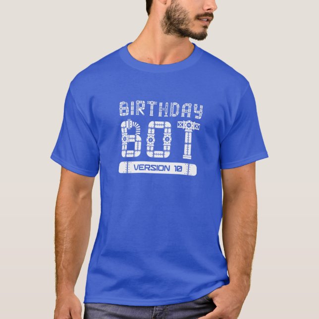 Camiseta 10 Anos De Idade 10 Aniversário Bot Versão 10 | Ro (Frente)