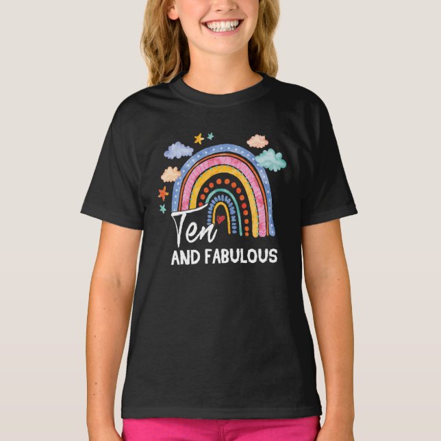 Camiseta 10 Anos De Idade 10 E Fabuloso Arco-Íris 10 Anos (Frente)