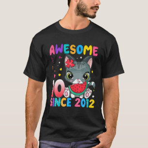 Camiseta 10 Anos De Idade 10 Meninas De Aniversário Bonita