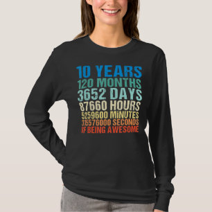 Camiseta 10 anos de idade 10.o aniversário Vintage Retro 12
