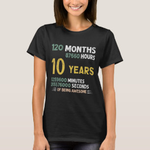 Camiseta 10 anos de idade 10.o aniversário Vintage Retro 12