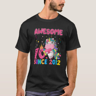 Camiseta 10 Anos De Idade 10O Aniversário Unicórn Oferece