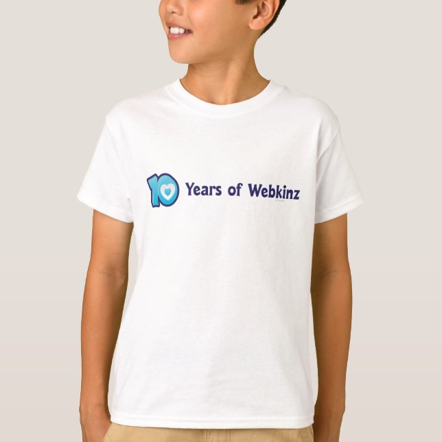Camiseta 10 anos de logotipo de Webkinz (Frente)