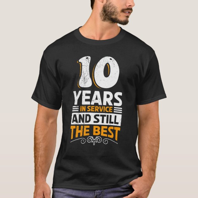 Camiseta 10 Anos De Serviço De Aniversário (Frente)
