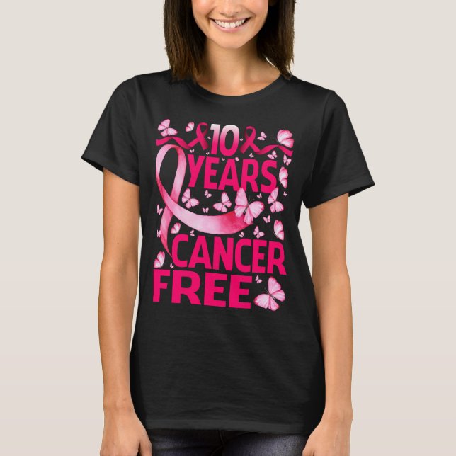 Camiseta 10 Anos De Sobrevivência Livre De Cancer Da Mama B (Frente)