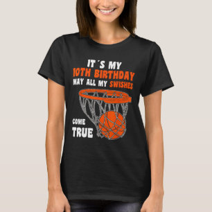 Camiseta 10 anos Feliz 10.º Aniversário de Basquete 10.º Bi