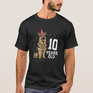 Camiseta 10 anos German shepherd de aniversário com mais de