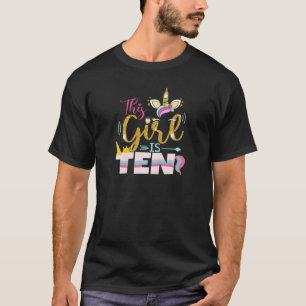 Camiseta 10 Anos Menina Dez Unicórnio Do Aniversário