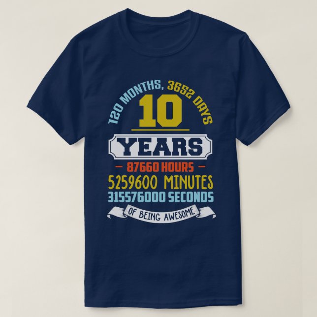 Camiseta 10 Anos Sendo Um Aniversário Incrível (Frente do Design)