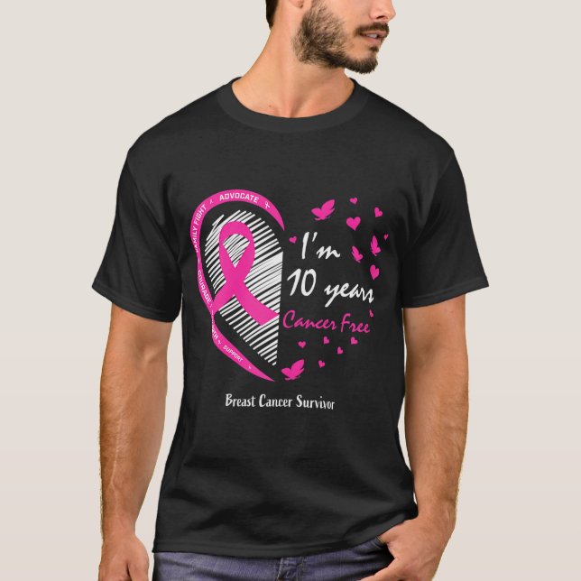 Camiseta 10 anos Sobreviventes Mulheres Mãe Cancer Rosa (Frente)