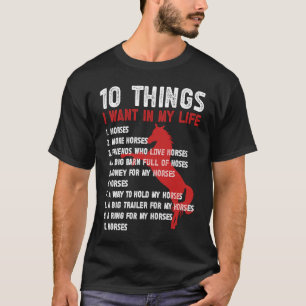 Camiseta 10 Coisas Que Eu Quero Na Minha Vida Cavalos Corr