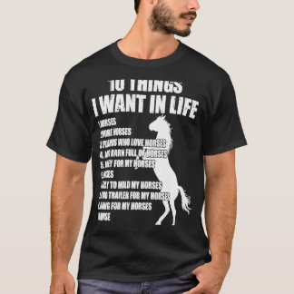 Camiseta 10 Coisas Que Quero Na Minha Vida, Cavalos Mais Ca