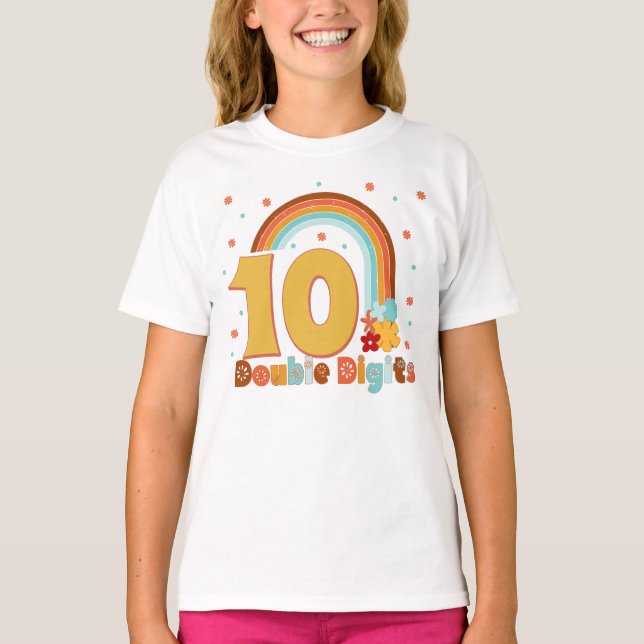 Camiseta 10 Dígitos Duplos Festa T-Shir de Groovy Girl (Frente)
