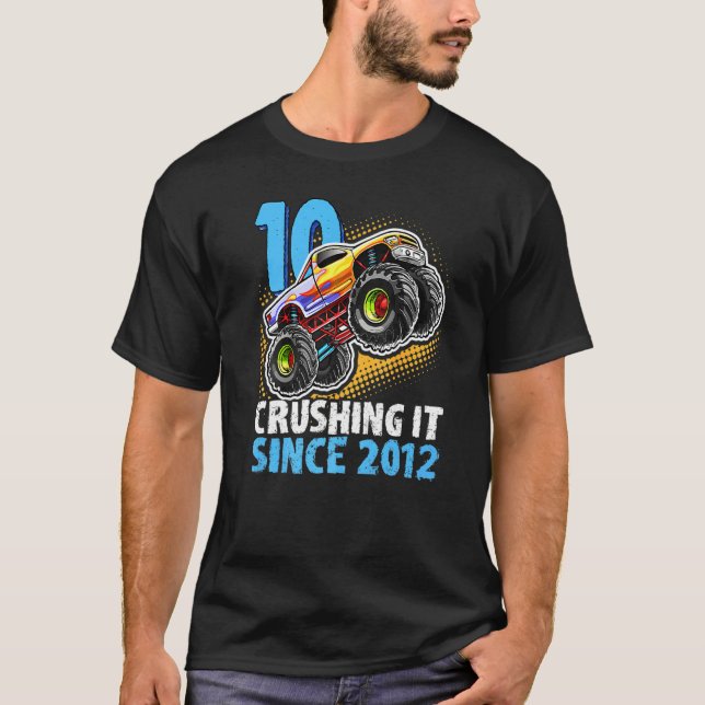 Camiseta 10 Esmagando Desde 2012 Monster Truck 10th Birth (Frente)
