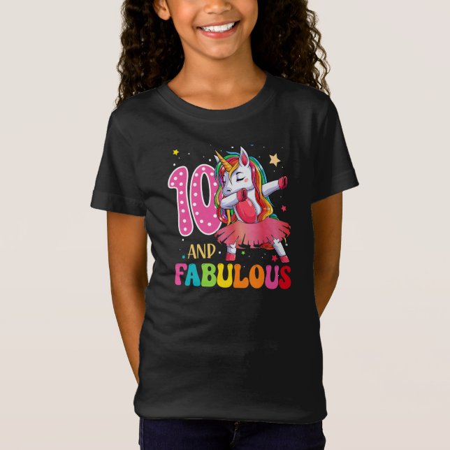 Camiseta 10 & Fabulous Unicorn 10th Birthday Shirt  (Frente)