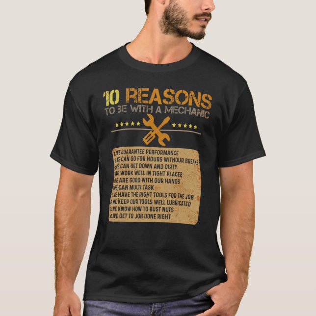 Camiseta 10 Motivos Para Se Ter Um Motor Mecânico Mecânico (Frente)