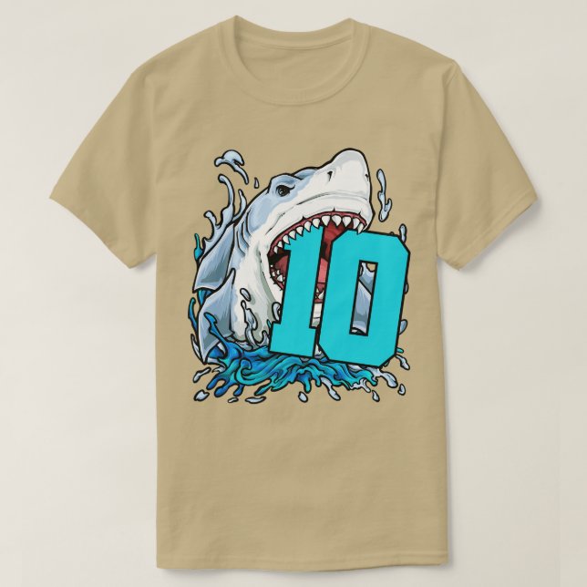 Camiseta 10.o Aniversário 10 Tubarão (Frente do Design)