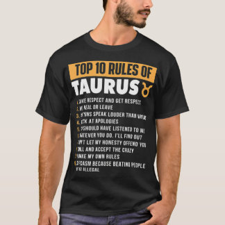 Camiseta 10 Principais Regras De Taurus Zodiac Sign Astrolo