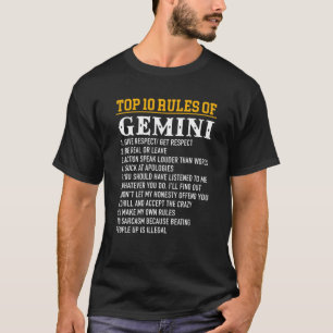 Camiseta 10 Principais Regras Do Gemini De 21 De Maio A 21 