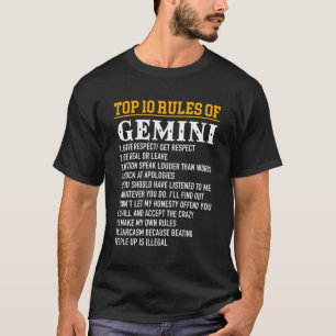 Camiseta 10 Principais Regras Do Gemini Maio 21 De Junho 21