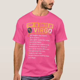 Camiseta 10 Principais Regras Para Virgo Zodiac Aniversário