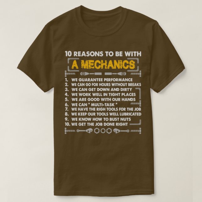Camiseta 10 reason to be a Mechanic  (Frente do Design)