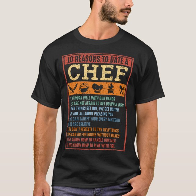 Camiseta 10 Reasons To Date A Chef  Chief Cook Retro Culina (Frente)