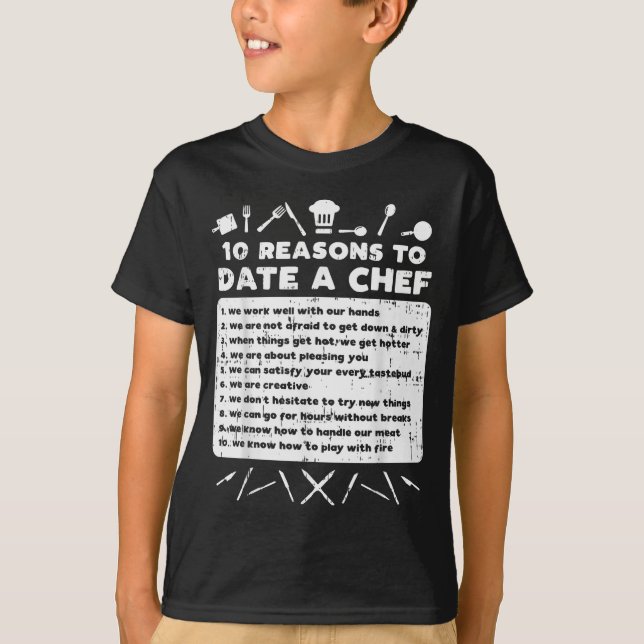 Camiseta 10 Reasons To Date A Chef Funny Dating Cook Men Wo (Frente)