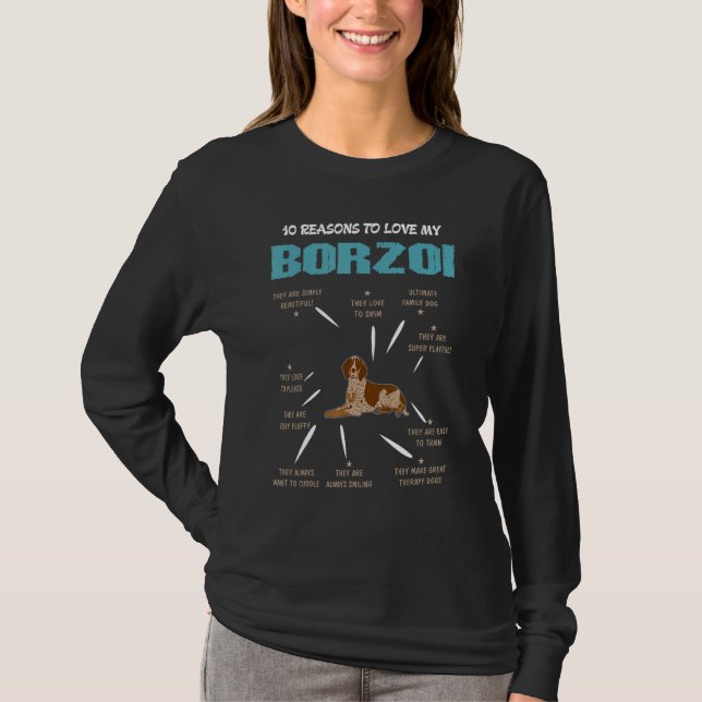 Camiseta 10 Reasons To Love Borzoi Dog  Pet (Frente)