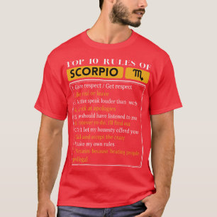 Camiseta 10 regras principais de Scorpio Funny Scorpio Fato