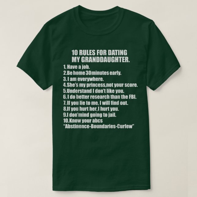 Camiseta 10 Rules Dating My Granddaughter Tee Overprotectiv (Frente do Design)