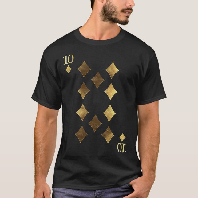 Camiseta 10 Ten of Diamonds Poker Card Playing Card Blackja (Frente)