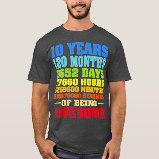 Camiseta 10 Years 120 Months Of Being Awesome 10th Birthday