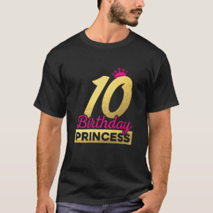 Camiseta 10A Garota De Aniversário Princesa Fita Coroa Retr