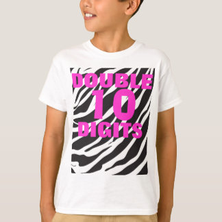 Camiseta 10o aniversário - zebra e rosa quente T duplo