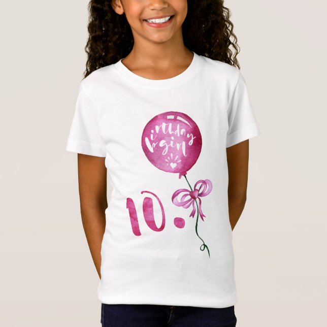 Camiseta 10o Menina do aniversário, presentes das meninas (Frente)
