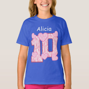 Camiseta 10o Nome feito sob encomenda 6 dos corações do